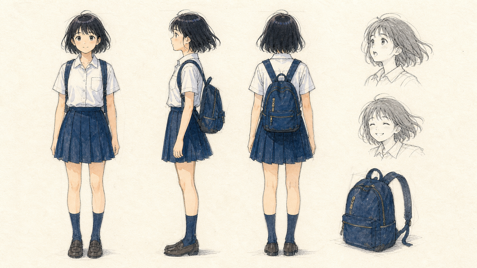風の色：キャラクターと表情の設定資料