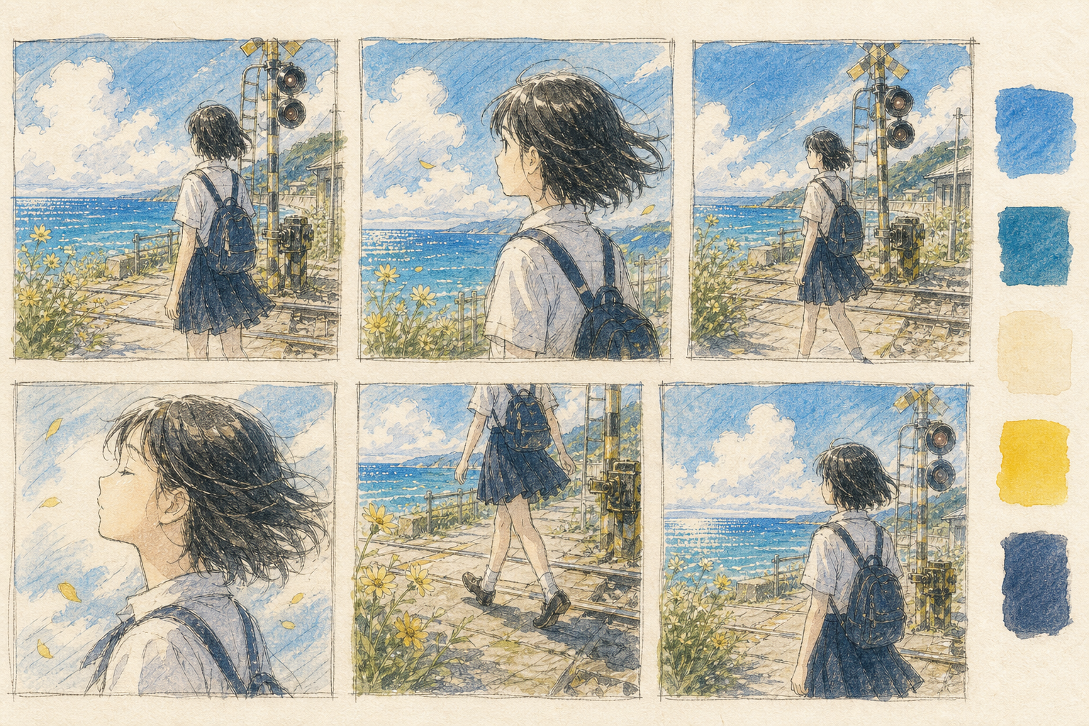 風の色：画面構成と色彩の検討資料
