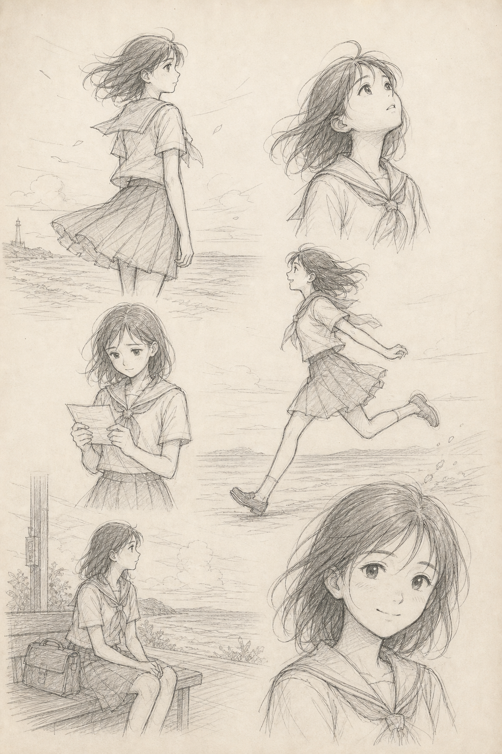キャラクターのポーズと動きの手描き研究